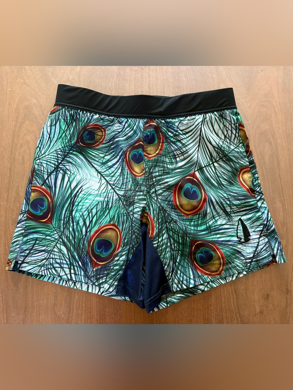 Tachuntfish Men’s Peacock Feather Athletic Running Shorts Small